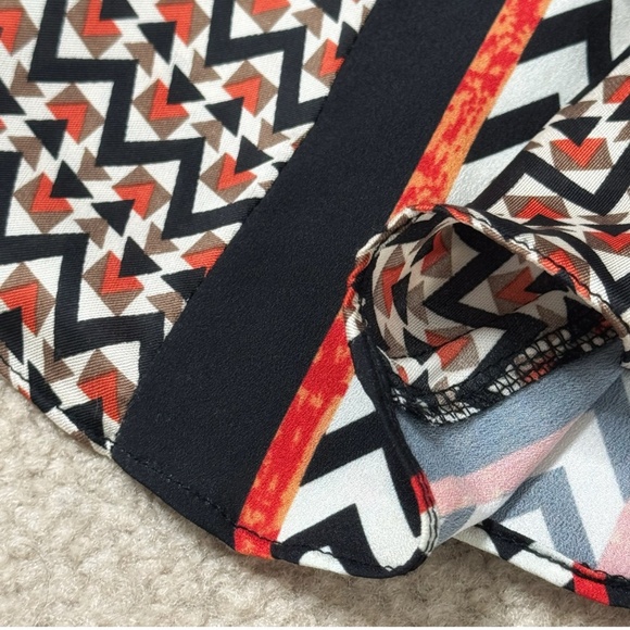 Anthropologie Ranna Gill Skirt Chevron Black Print Stripe Knee Length Size 16 - Picture 6 of 13